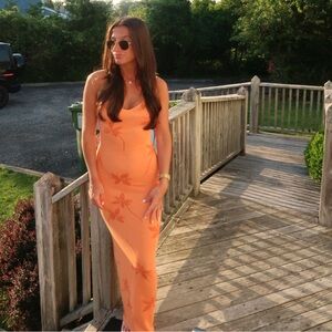 White Fox Boutique Vibrant Orange Maxi Dress